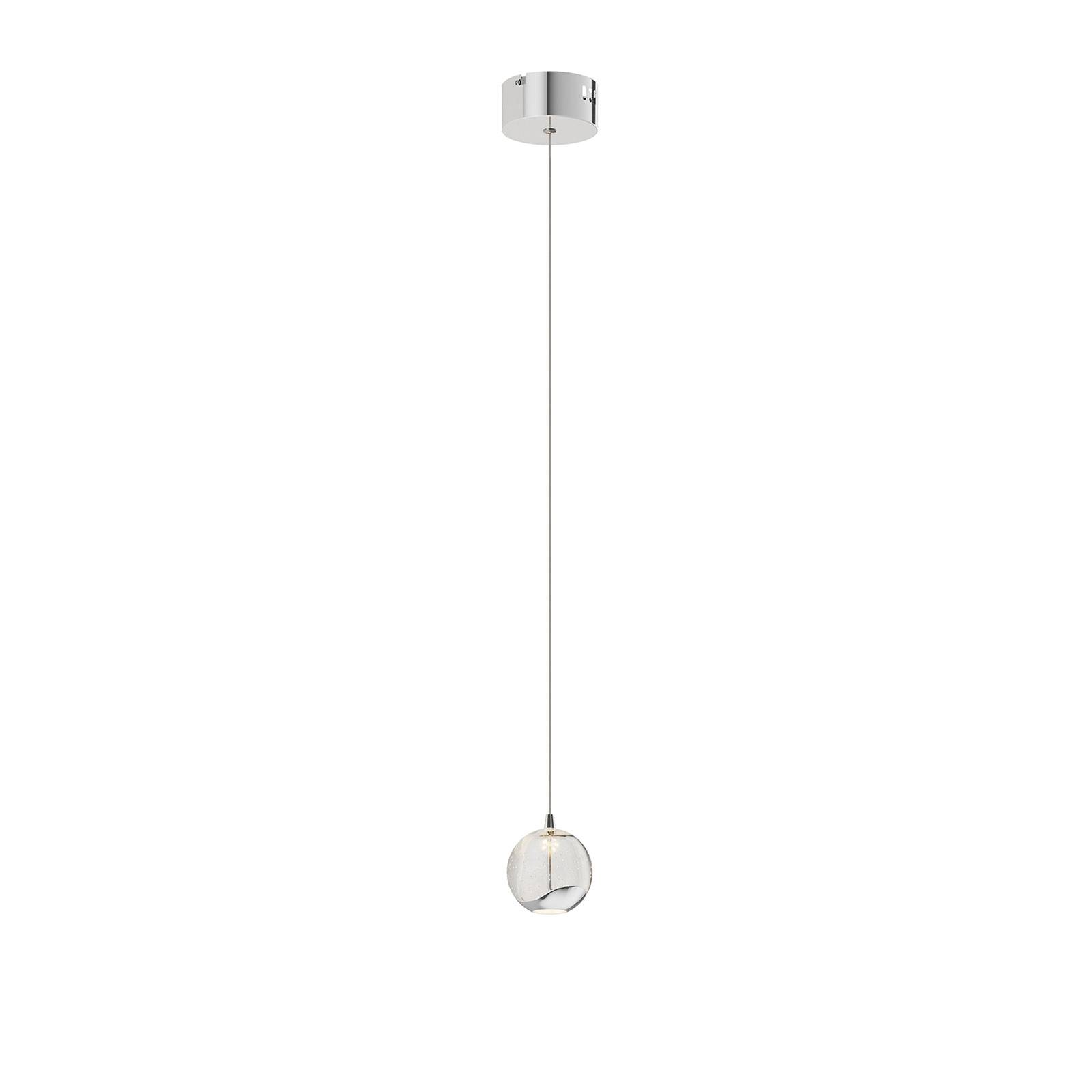 LED-Pendellampe Hayley mit Glaskugel, 1-fl., chrom günstig online kaufen
