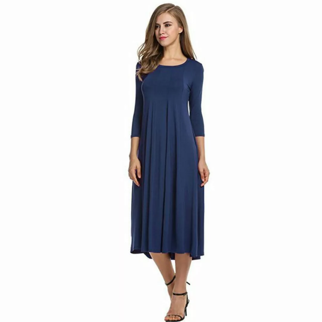 Zoclack Jerseykleid Damen Kleid A-Linien Freizeitkleid Elegantes Midikleid günstig online kaufen