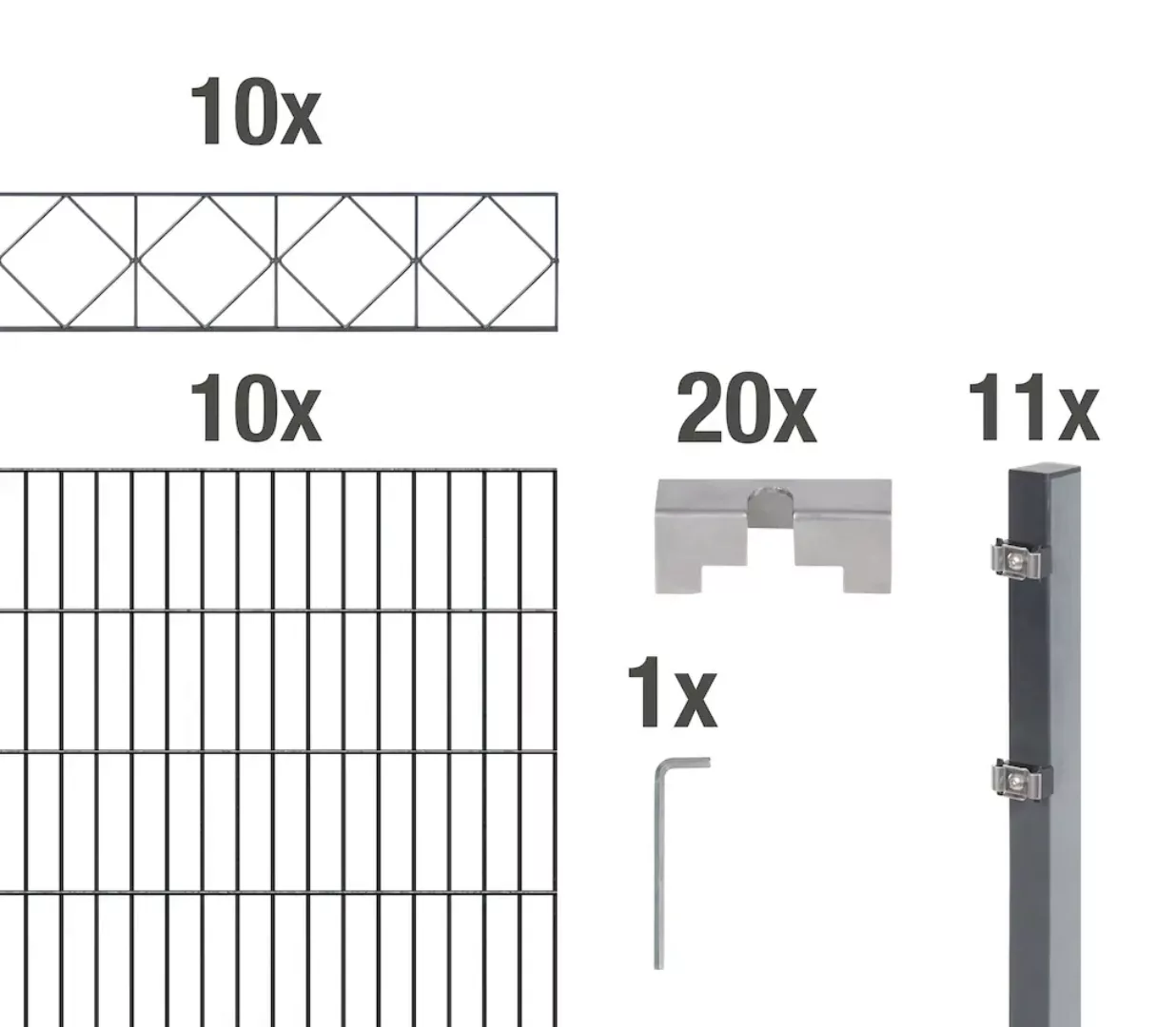 Alberts Doppelstabmattenzaun "Bergen", anthrazit, Höhe: 100-160cm, Gesamtlä günstig online kaufen