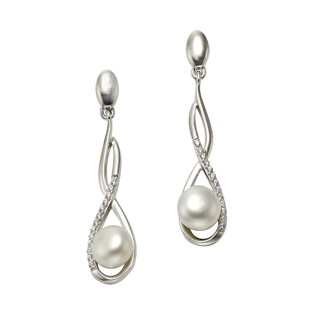 Zeeme Paar Ohrhänger "925 Silber rhodiniert mit Perle weiß und Zirkonia" günstig online kaufen