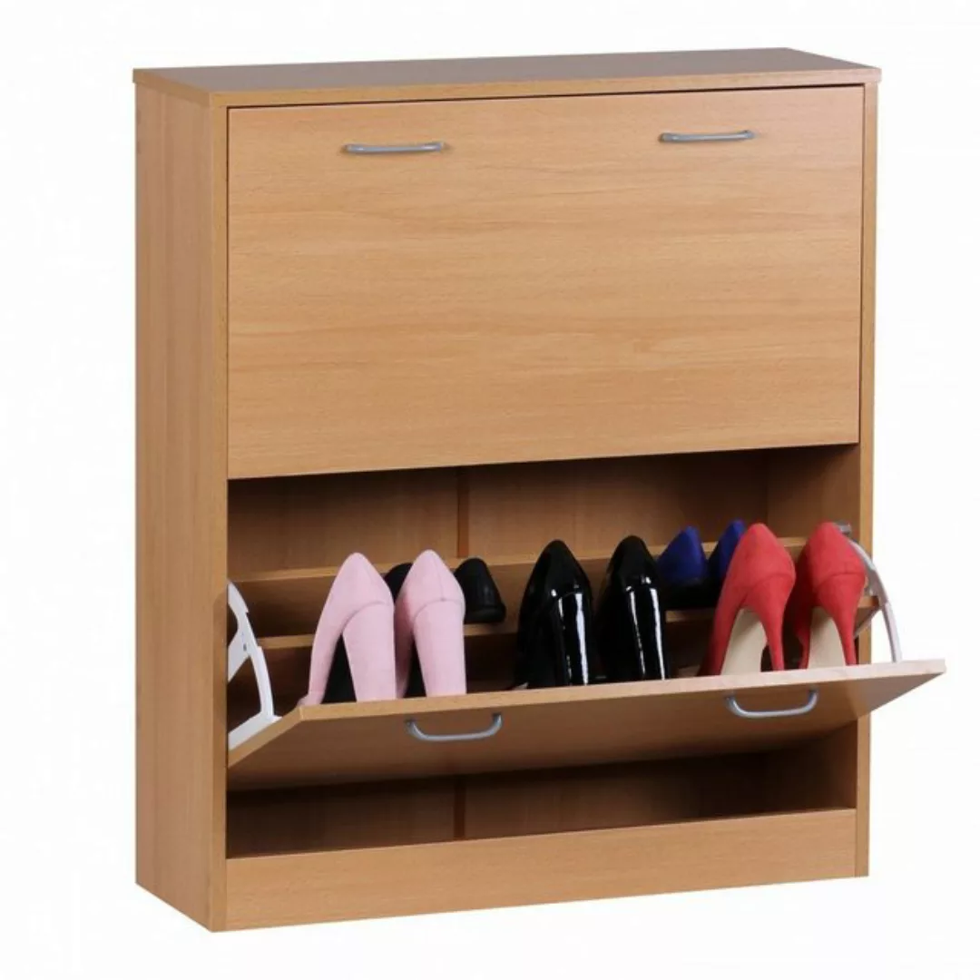 KADIMA DESIGN Schuhschrank Schuhkipper KIEL Buche matt 2 Fächer 75 x 87 x 2 günstig online kaufen