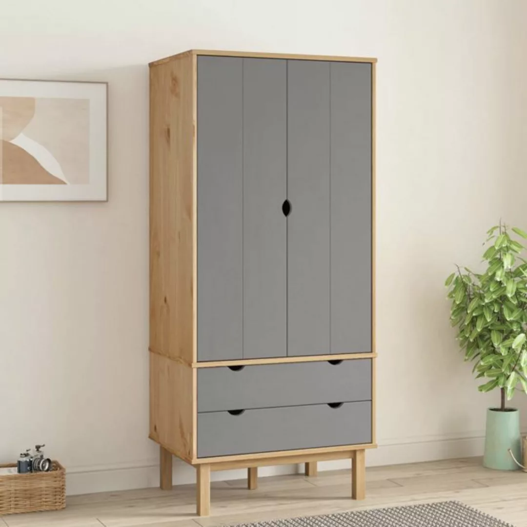 vidaXL Kleiderschrank Kleiderschrank Braun Grau 76,5x53x172 cm Massivholz K günstig online kaufen