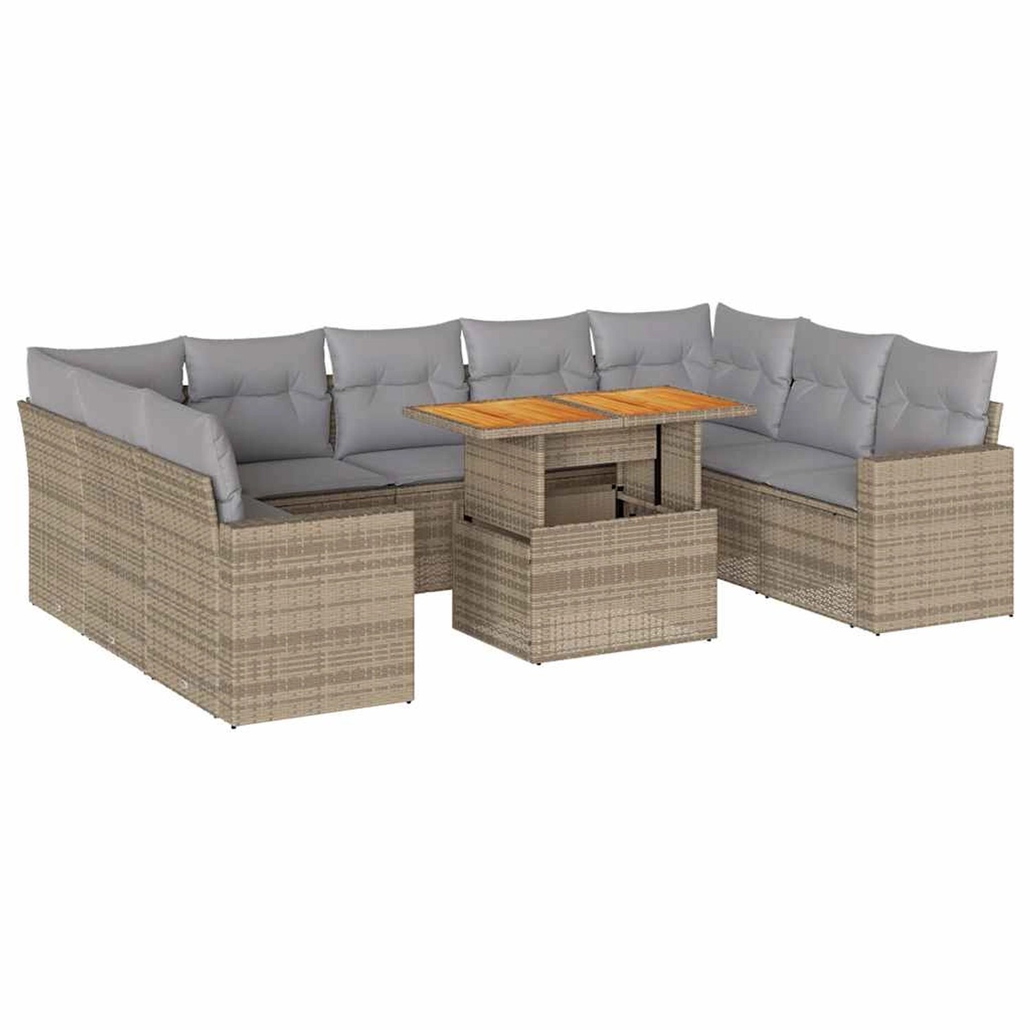 vidaXL 10-Tlg Garten-Sofagarnitur mit Kissen Beige Poly Rattan 3327083 günstig online kaufen