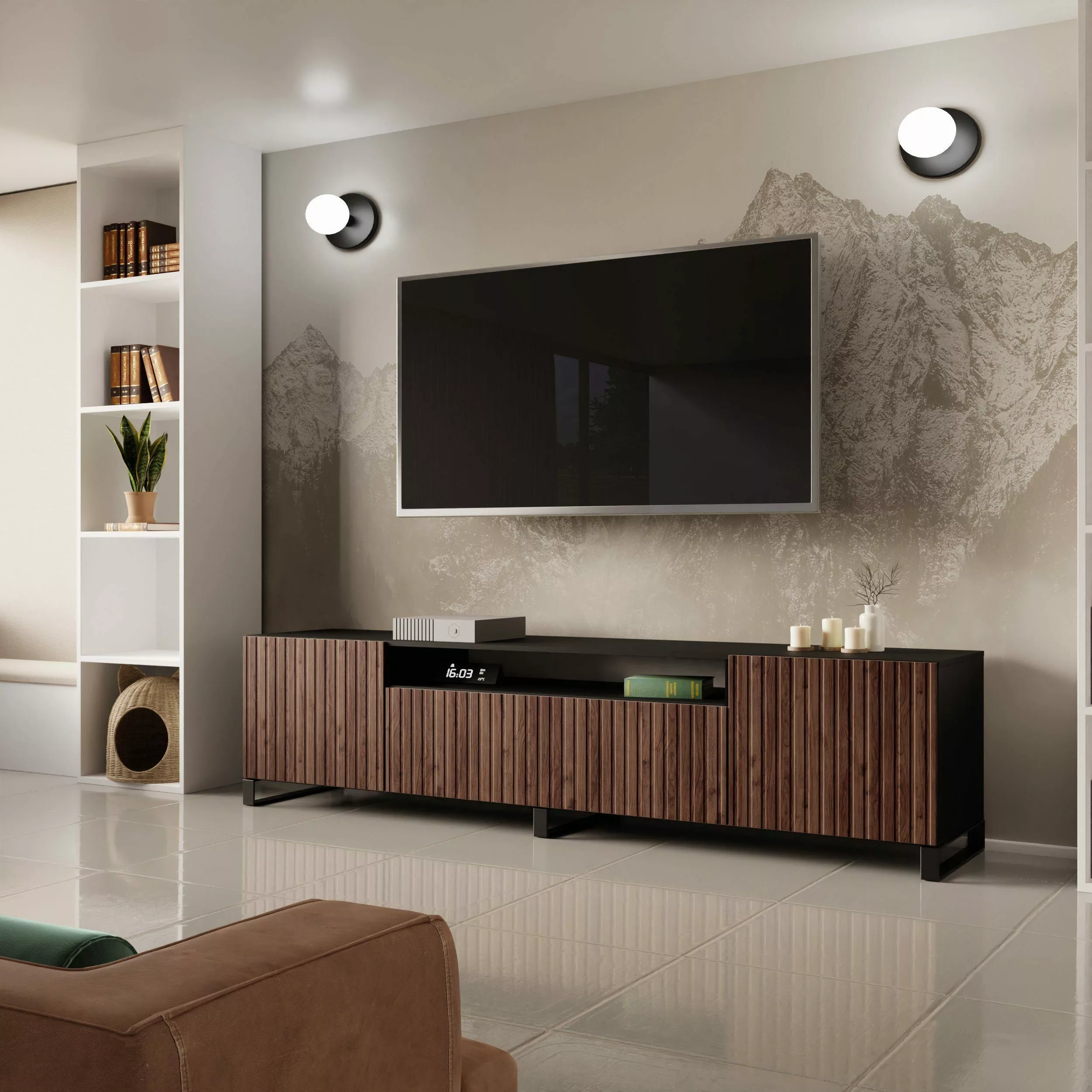 Beautysofa TV-Schrank Modernes RTV-Kabinett mit gefrästen günstig online kaufen