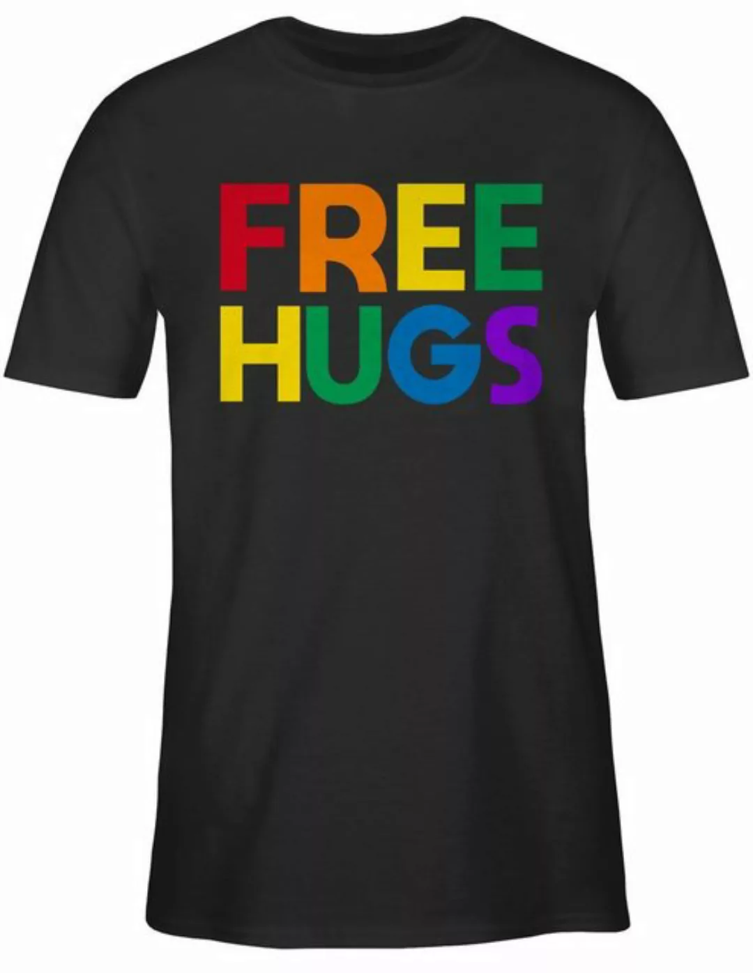 Shirtracer T-Shirt Free Hugs - Lettering Schriftzug LGBT Kleidung günstig online kaufen