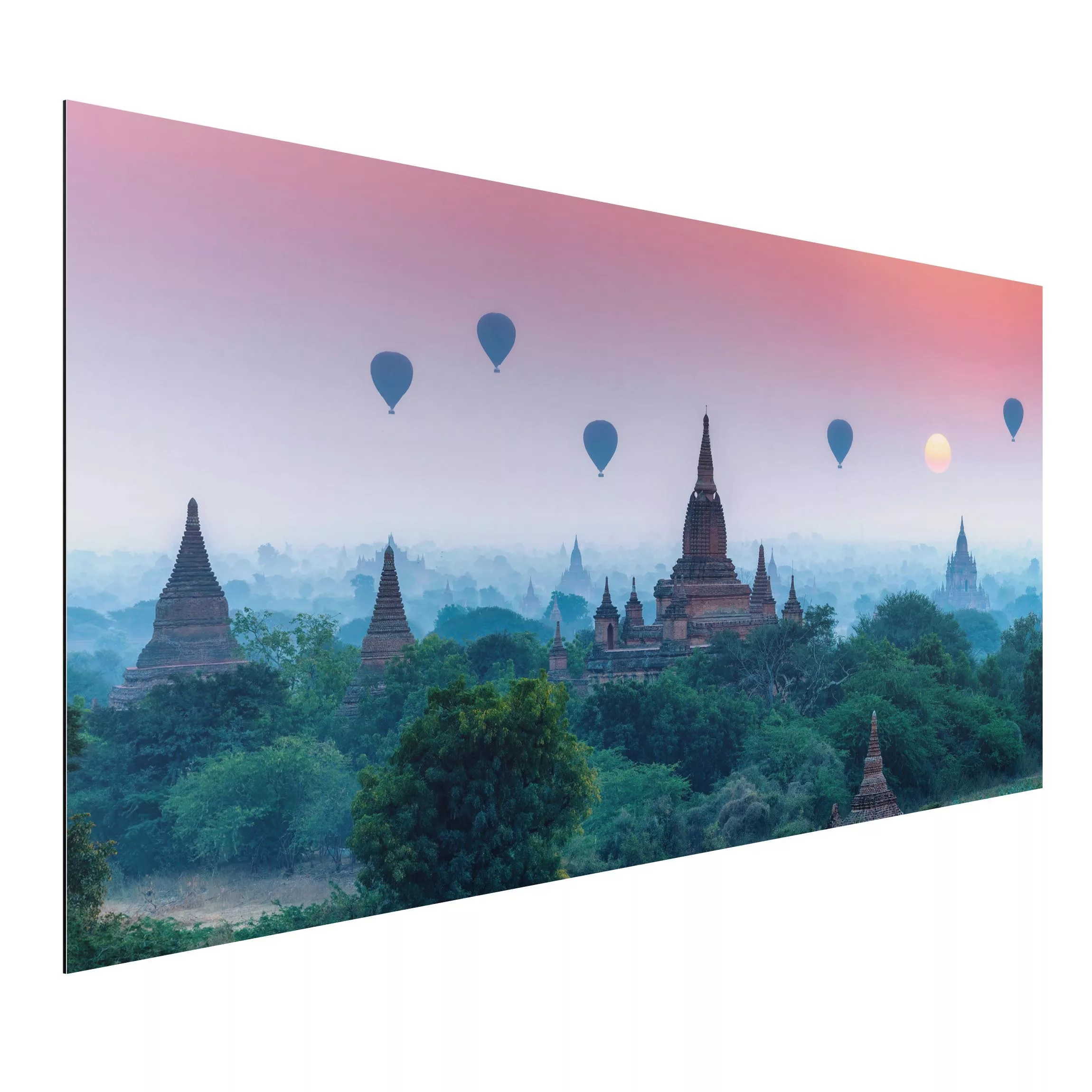 Alu-Dibond Bild Heißluftballons über Tempelanlage günstig online kaufen