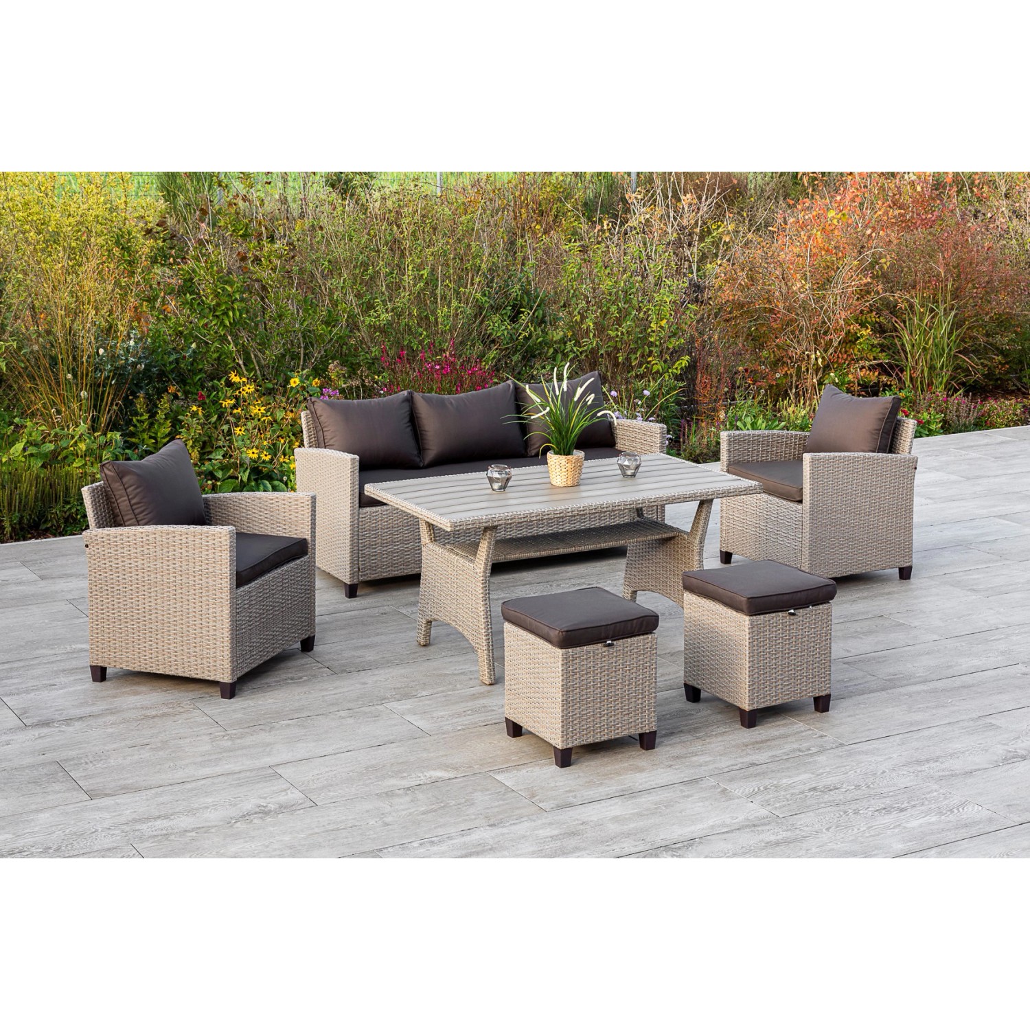 MERXX Garten-Essgruppe "Striano", (16 tlg.), inklusive Kissen, Dining-Set günstig online kaufen