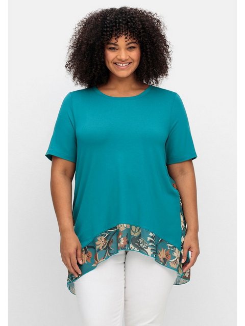 sheego by Joe Browns Longshirt "Große Größen", mit floral bedruckten Crêpe- günstig online kaufen