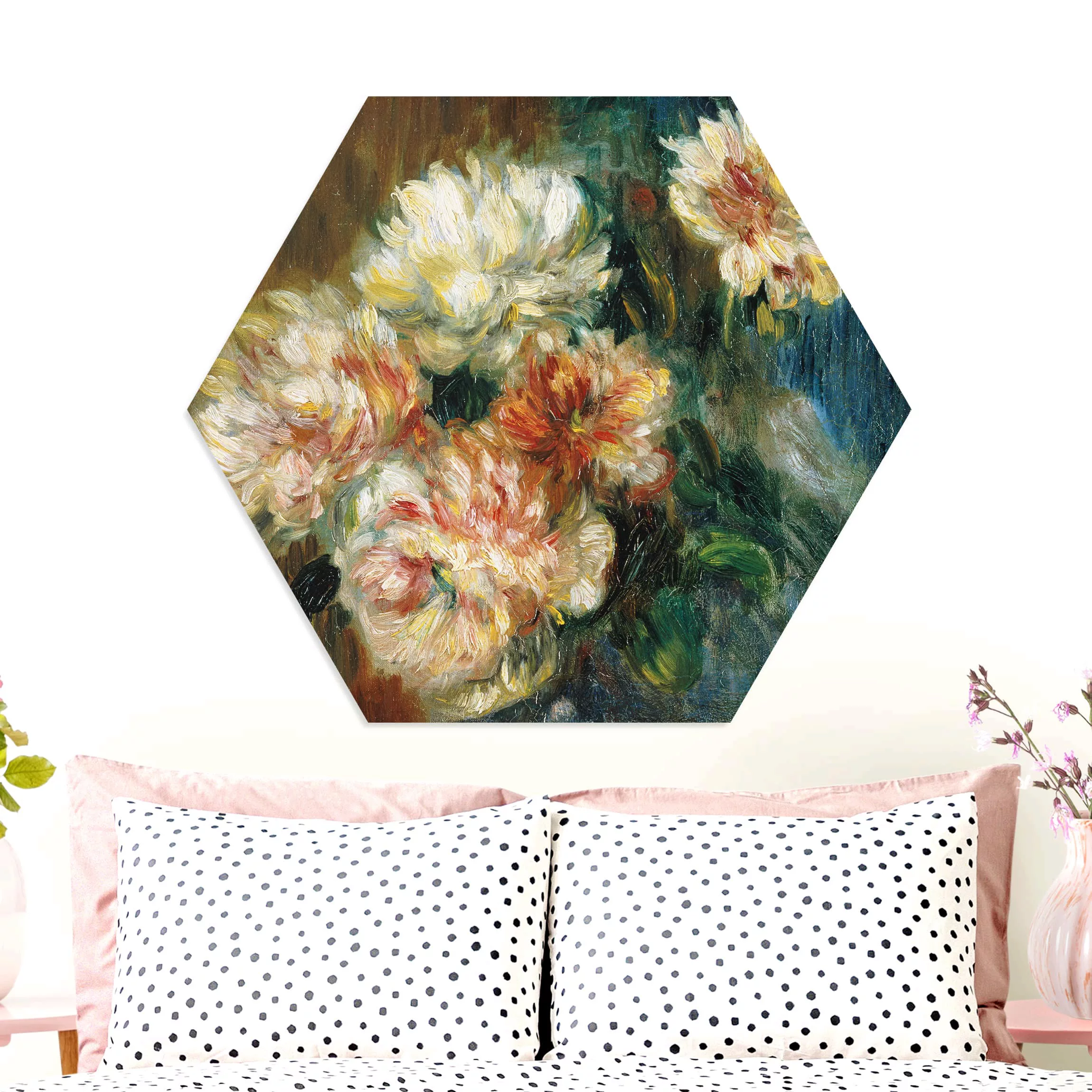 Hexagon-Forexbild Auguste Renoir - Vase Pfingstrosen günstig online kaufen