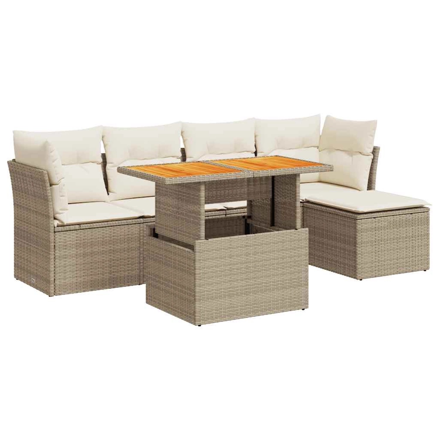 vidaXL 6-Tlg Garten-Sofagarnitur mit Kissen Beige Poly Rattan 3326914 günstig online kaufen