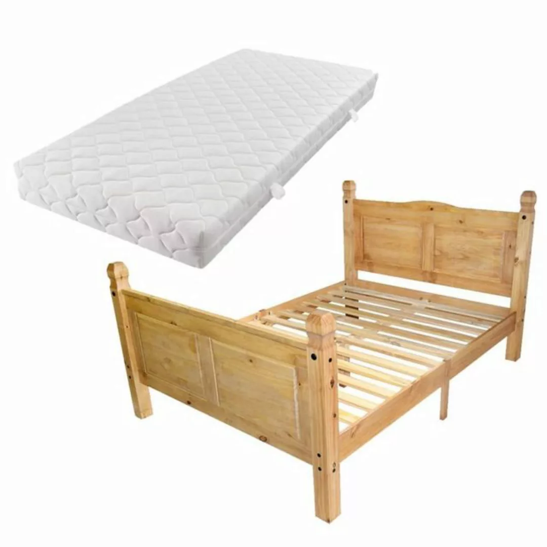 vidaXL Bett Bett mit Matratze Mexikanische Kiefer Corona-Stil 160 x 200 cm günstig online kaufen