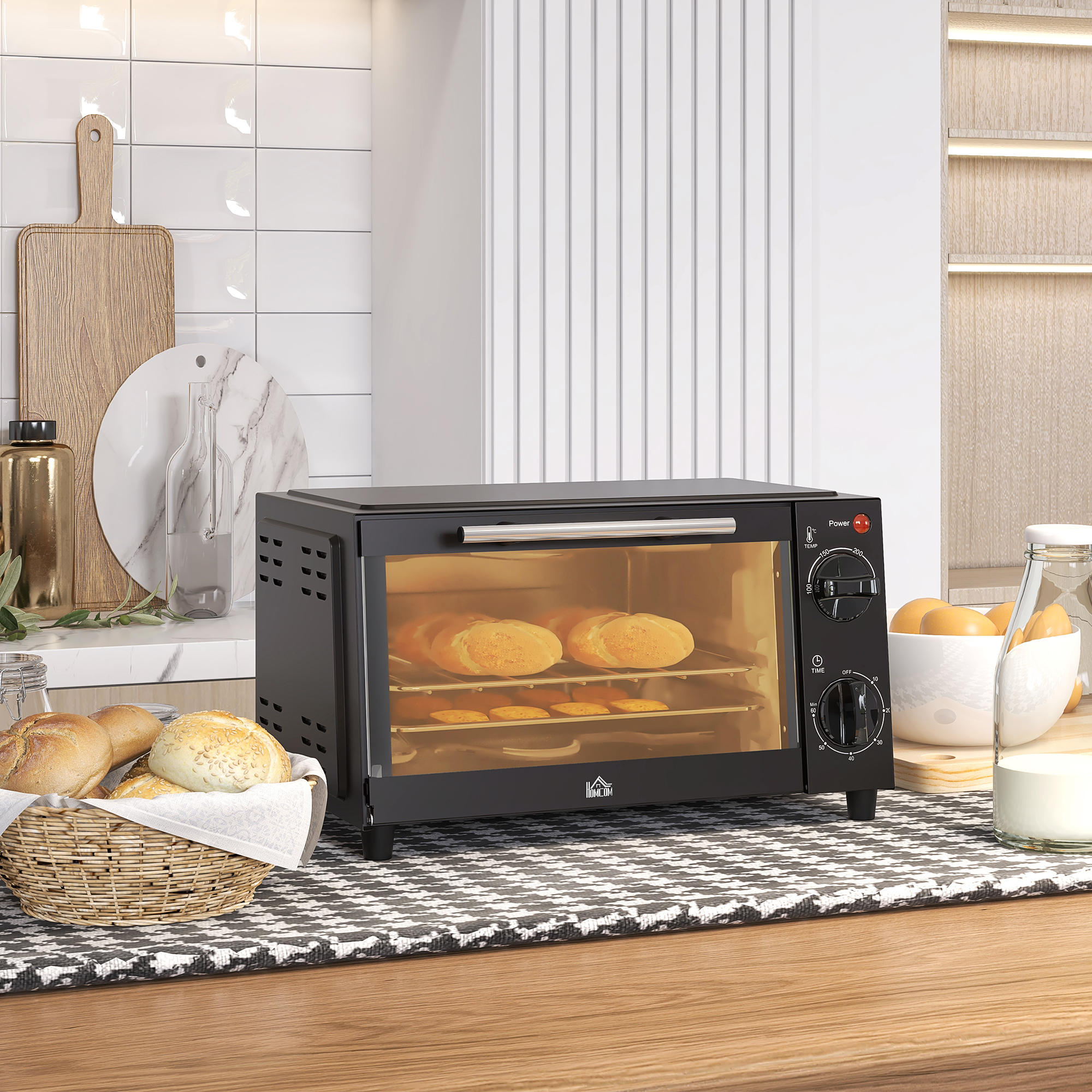 HOMCOM Minibackofen 9L Mini Ofen mit Backblech, Grillrost, 100 °C-230 °C, m günstig online kaufen