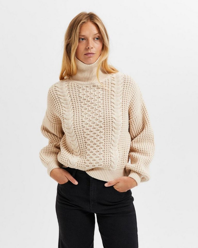 SELECTED FEMME Strickpullover Rollkragen Zopf Strickpullover Relaxed Sweate günstig online kaufen