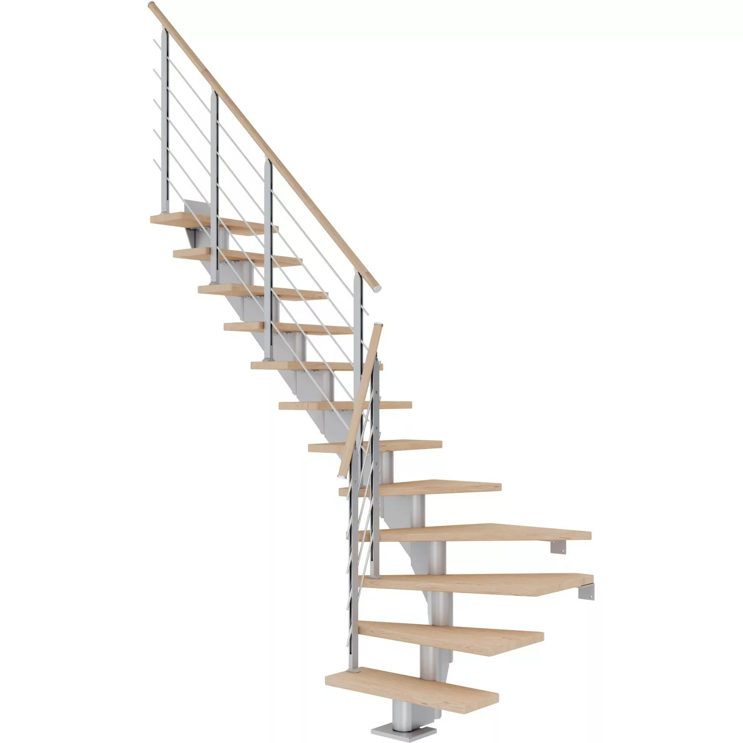 Dolle Mittelholmtreppe Hamburg Eiche Weiß Perlgrau GH bis 322 cm 1/4 Gew. 7 günstig online kaufen