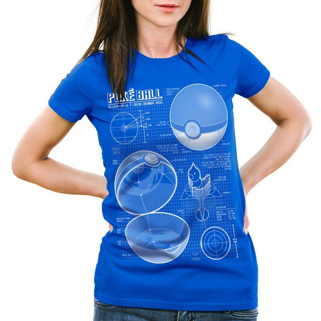 style3 T-Shirt Pokéball Blaupause monster spiel online pokemon günstig online kaufen