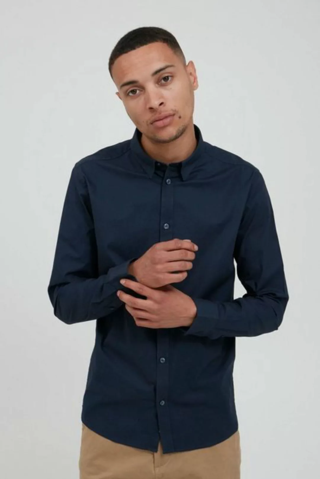 !Solid Langarmhemd Einfarbiges Langarm Slim Fit Hemd aus Baumwolle (1-tlg) günstig online kaufen