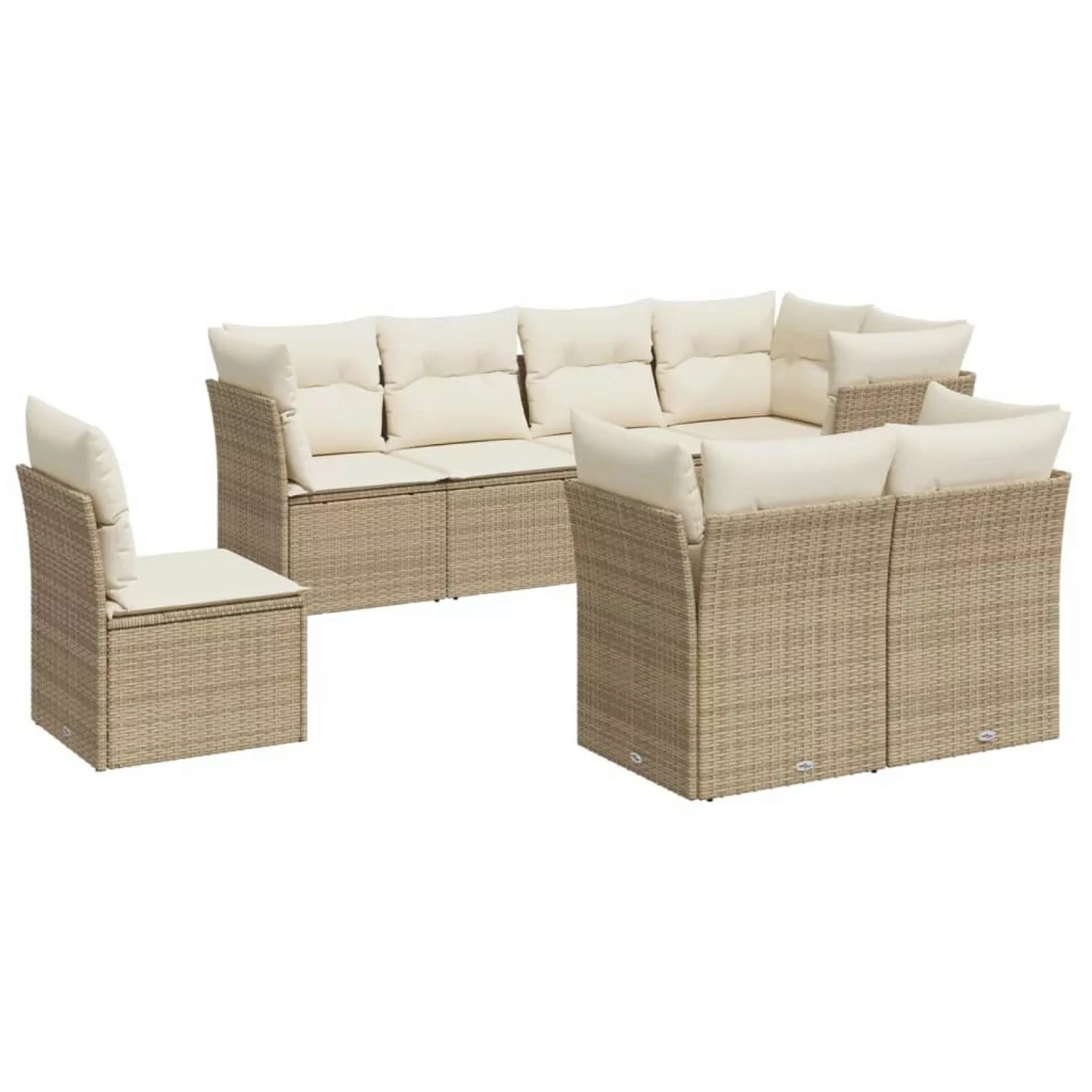 vidaXL 8-tlg Garten-Sofagarnitur mit Kissen Beige Poly Rattan Modell 17 günstig online kaufen