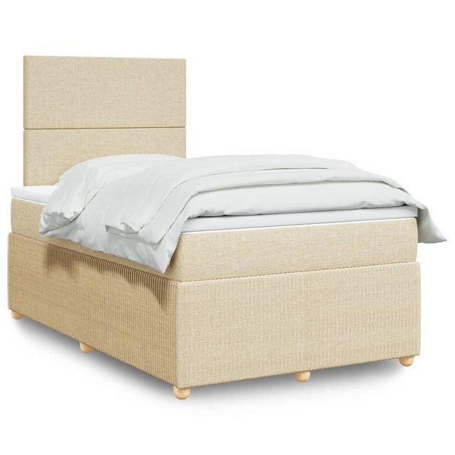 vidaXL Boxspringbett, Boxspringbett mit Matratze Creme 120x200 cm Stoff günstig online kaufen