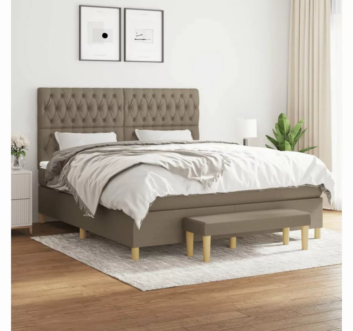 vidaXL Boxspringbett Boxspringbett mit Matratze Taupe 180x200 cm Stoff Bett günstig online kaufen