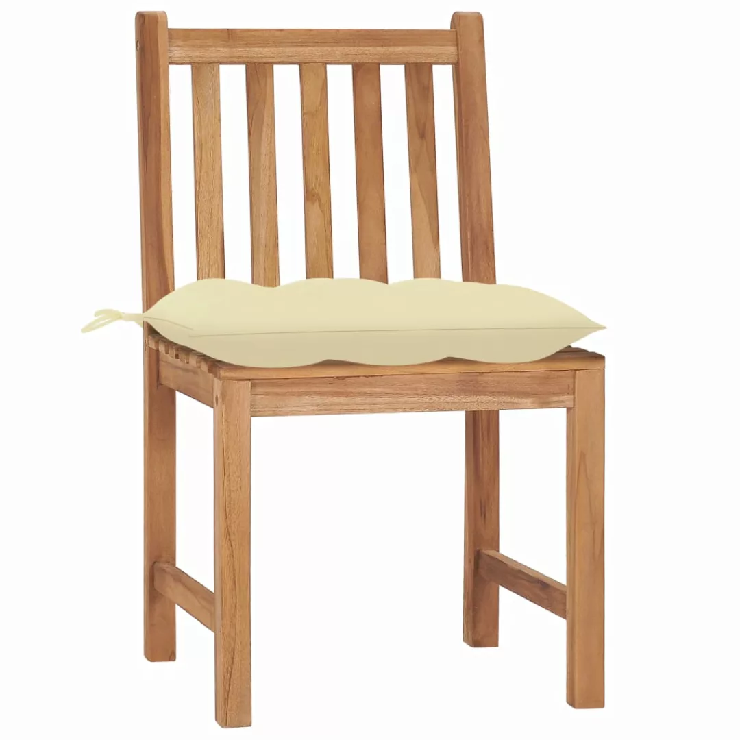 Gartenstühle 4 Stk. Mit Kissen Massivholz Teak günstig online kaufen