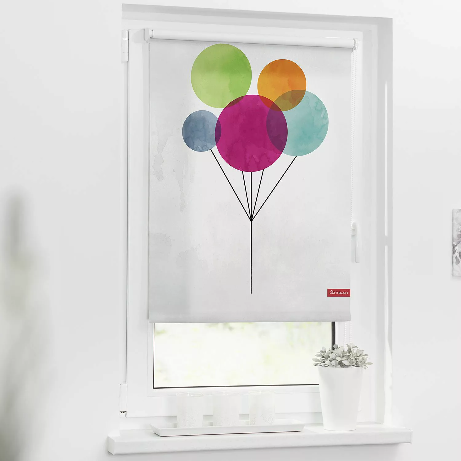 home24 Lichtblick Rollo Ballon 100x150 cm (BxH) Mehrfarbig Webstoff günstig online kaufen