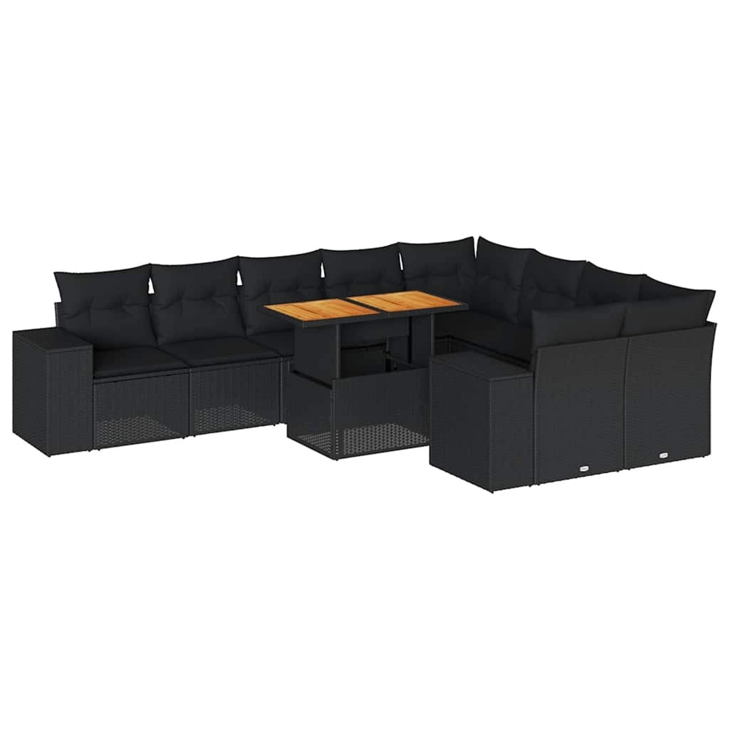 vidaXL 10-Tlg Garten-Sofagarnitur mit Kissen Schwarz Poly Rattan 3327415 günstig online kaufen