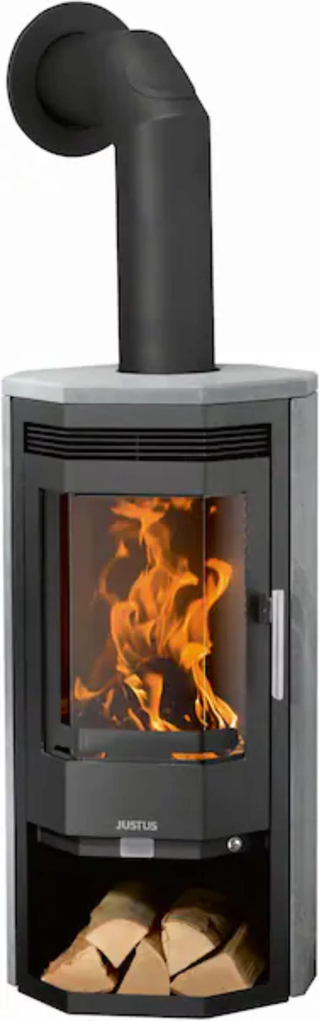 Justus Kaminofen Usedom 5D Dauerbrand Schwarz 5 kW Specksteinverkleidung EE günstig online kaufen