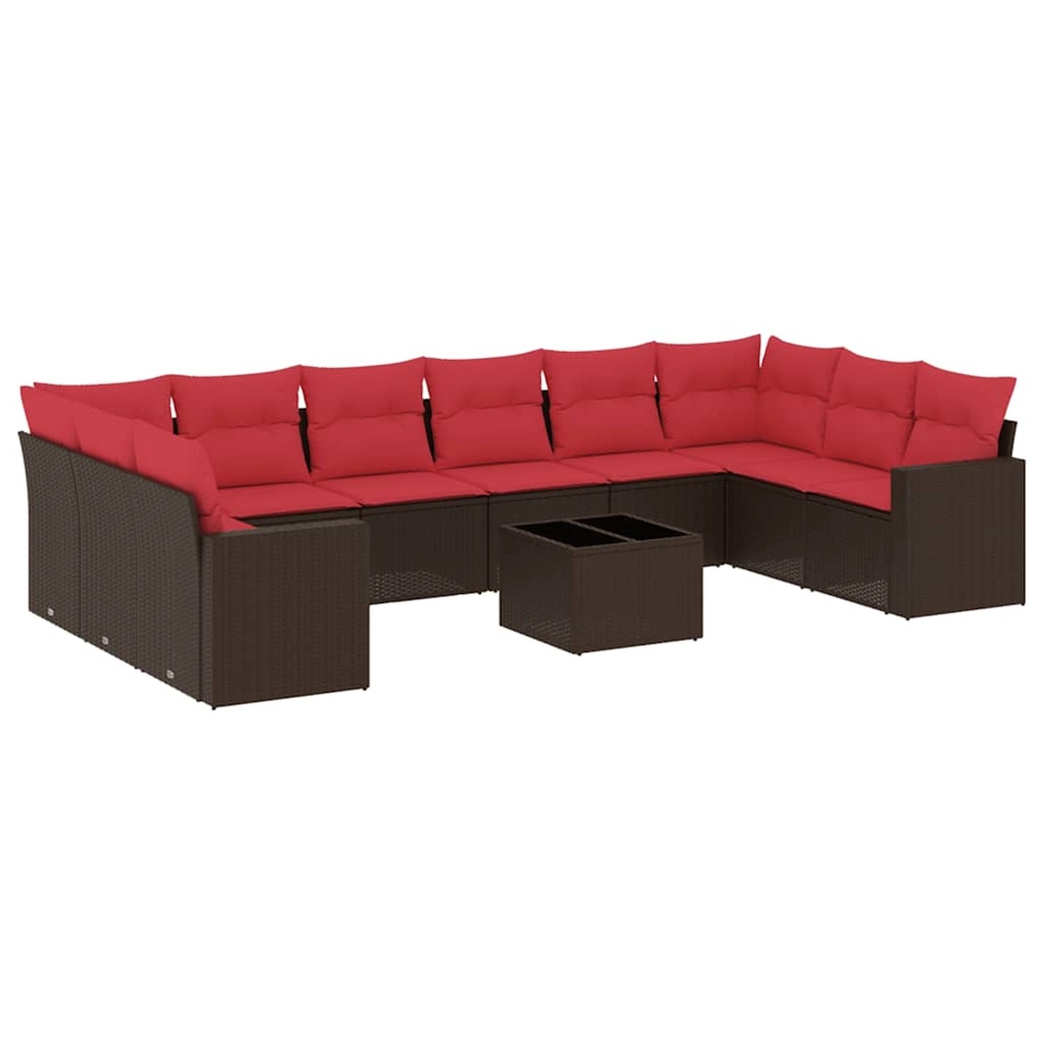 vidaXL 11-Tlg Garten-Sofagarnitur mit Kissen Braun Poly Rattan 3219474 günstig online kaufen