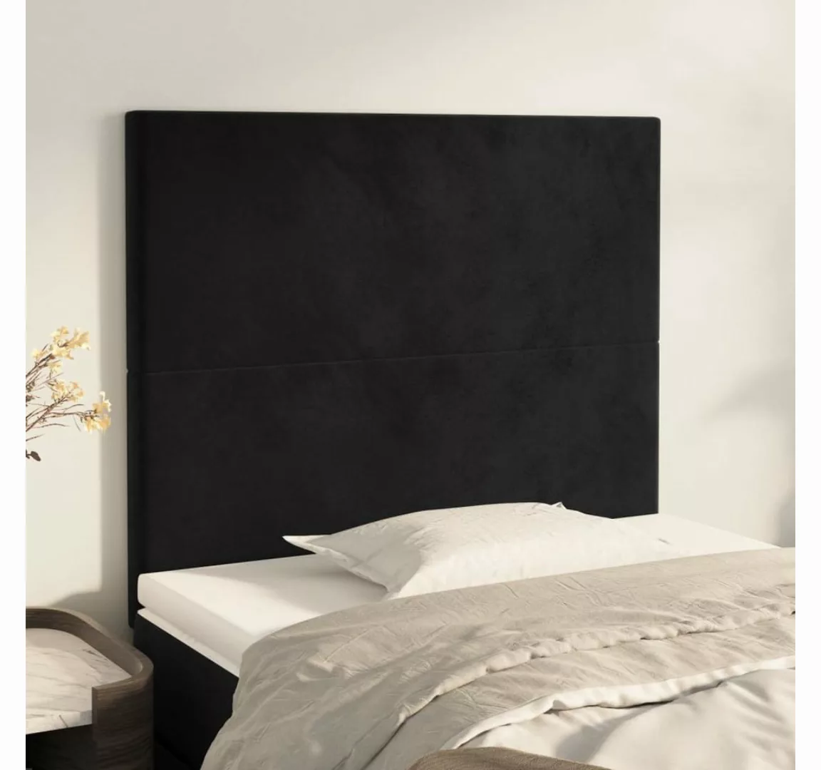 vidaXL Bett, Kopfteile 2 Stk. Schwarz 100x5x78/88 cm Samt günstig online kaufen