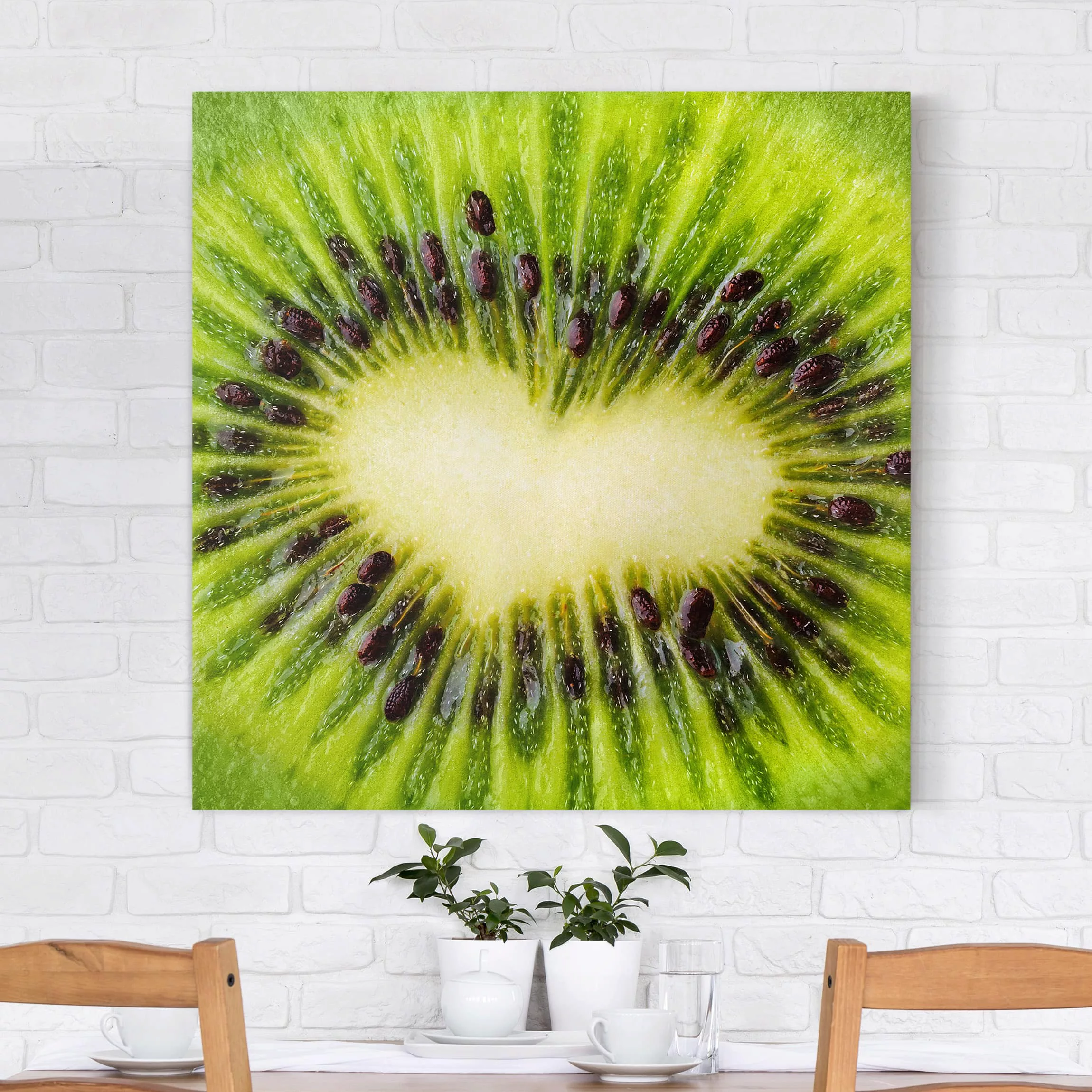 Leinwandbild Küche - Quadrat Kiwi Heart günstig online kaufen