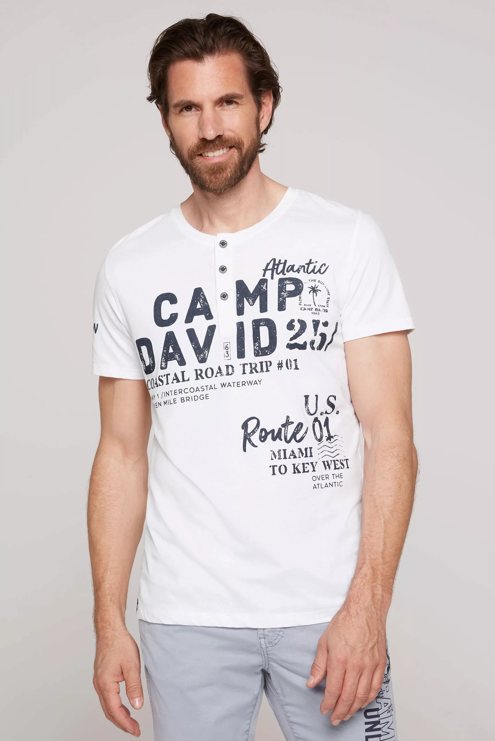 CAMP DAVID Henleyshirt, mit Ausbrenner-Effekten günstig online kaufen