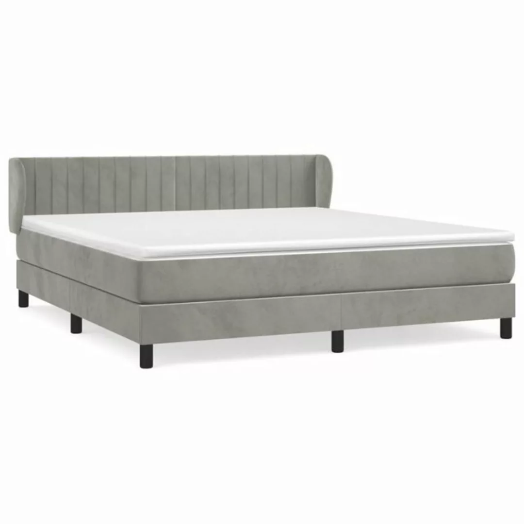 furnicato Bett Boxspringbett mit Matratze Hellgrau 160x200 cm Samt (1-tlg) günstig online kaufen