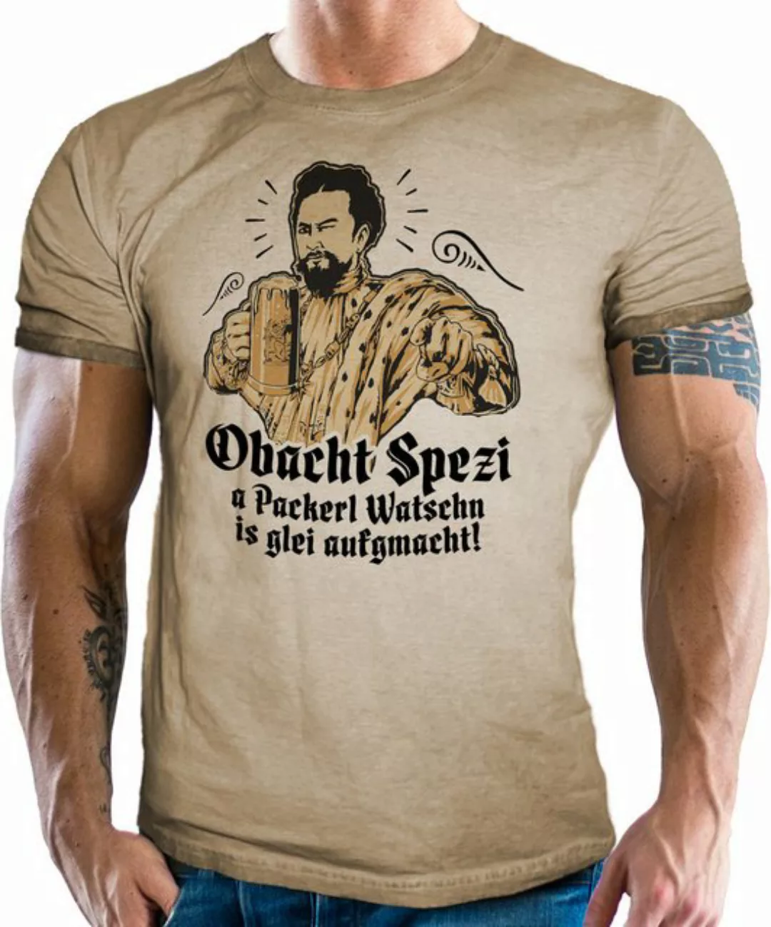 LOBO NEGRO® T-Shirt im Vintage Retro Used Look - Für echte Bayern Fans: Oba günstig online kaufen