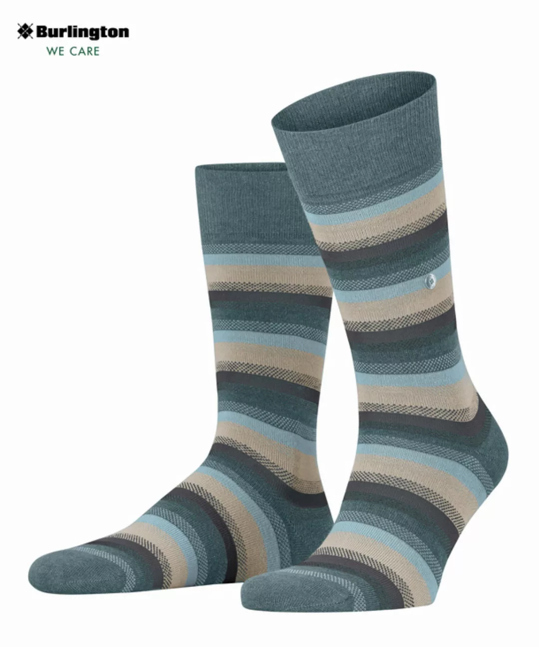 Burlington Devon Herren Socken, 40-46, Grau, Streifen, Baumwolle (Bio), 210 günstig online kaufen