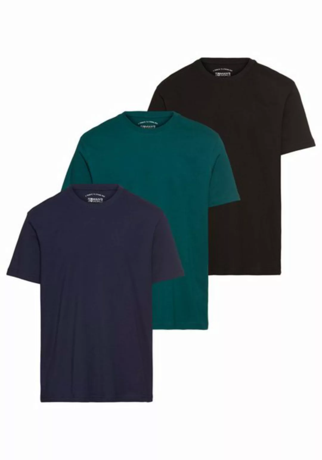 Man's World T-Shirt neue Farben! (3er-Pack) Kurzarm, unifarben, Rundhals, a günstig online kaufen