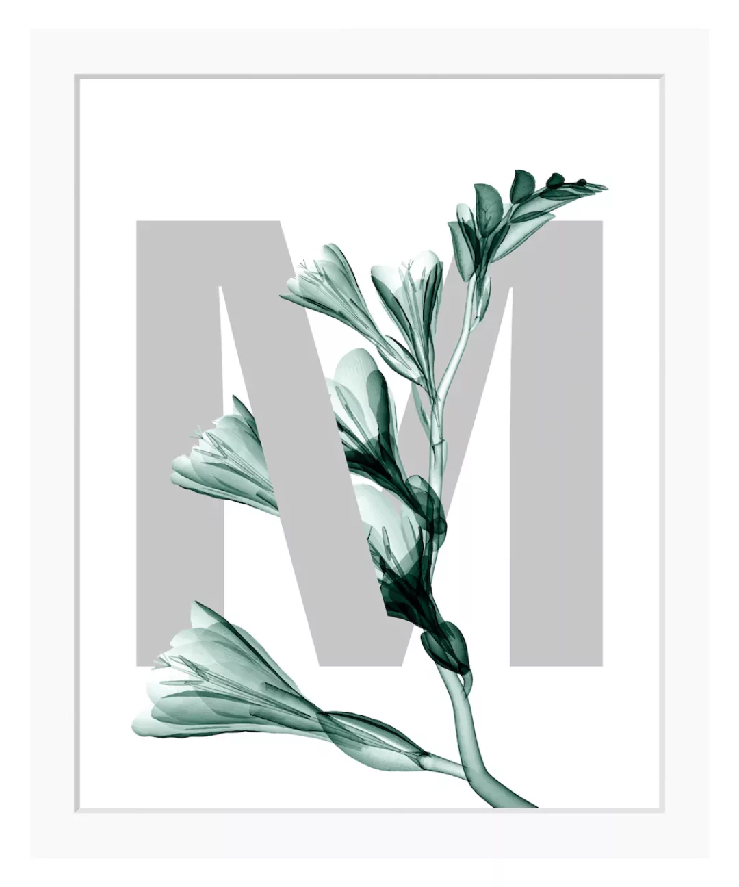 queence Bild "M-Flower", Buchstaben, Blume, gerahmt, Blätter günstig online kaufen