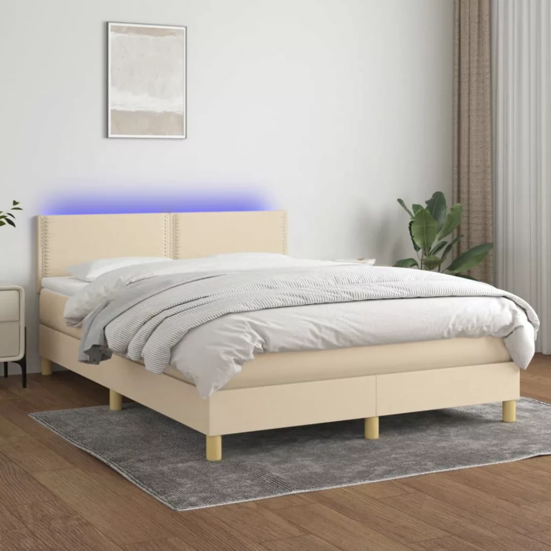 Vidaxl Boxspringbett Mit Matratze & Led Creme 140x200 Cm Stoff günstig online kaufen