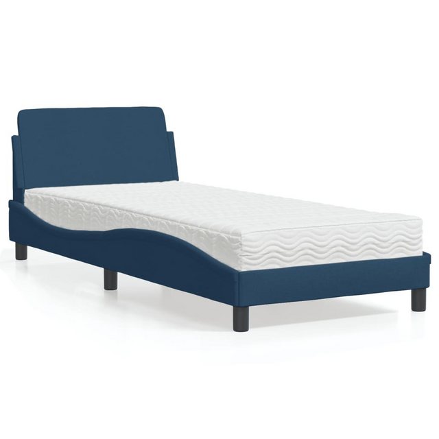 vidaXL Bett Bett mit Matratze Blau 90x190 cm Stoff günstig online kaufen