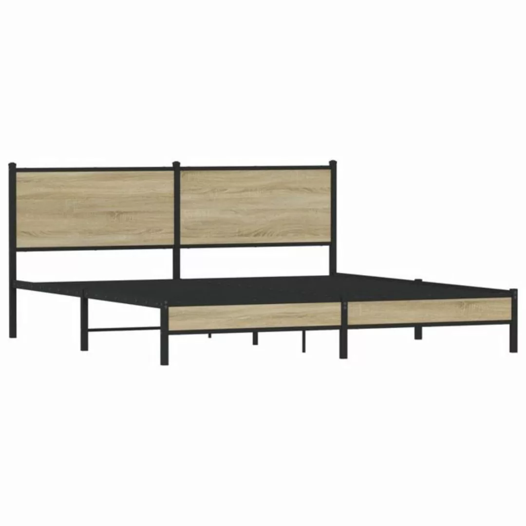 vidaXL Bett Metallbett ohne Matratze Sonoma-Eiche 160x200 cm günstig online kaufen