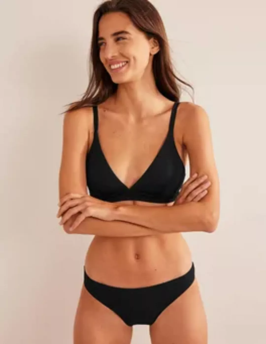 Arezzo Bikinioberteil mit V-Ausschnitt Damen Boden, Schwarz Texturiert günstig online kaufen