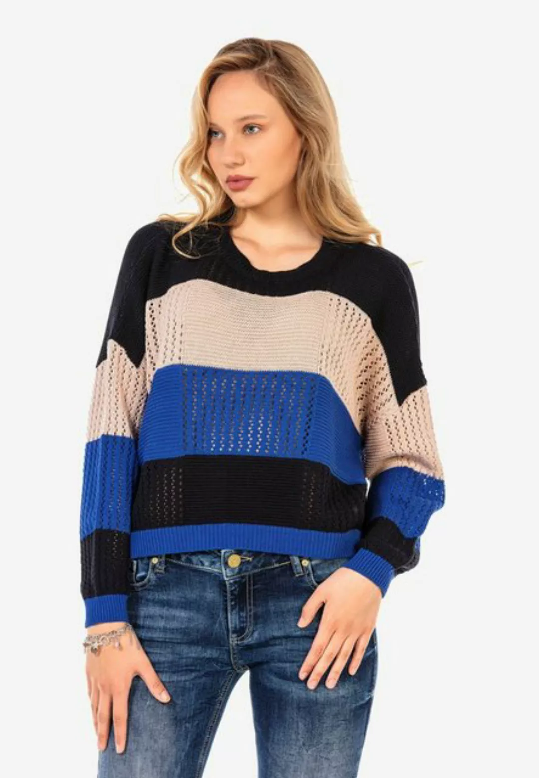 Cipo & Baxx Strickpullover mit breiten Streifen günstig online kaufen