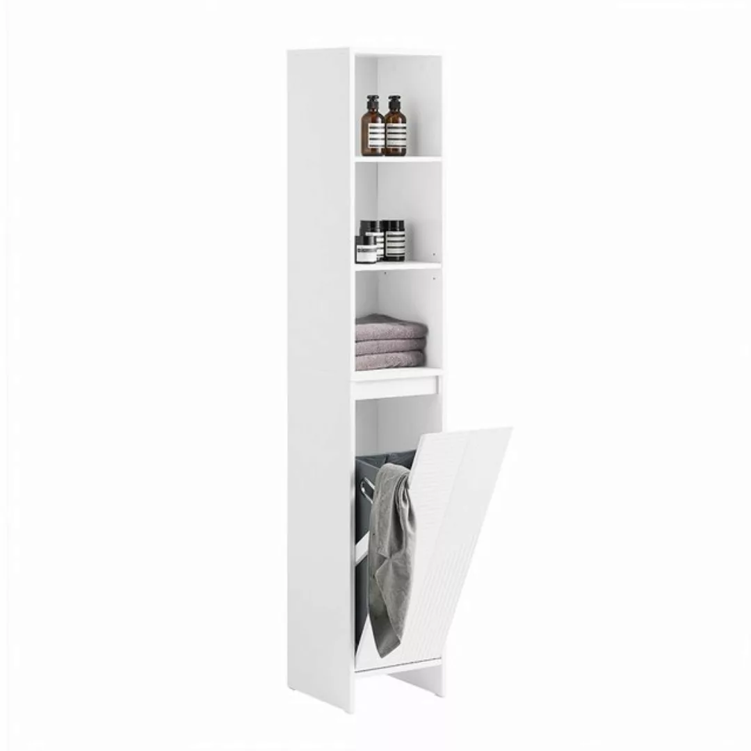 SoBuy Hochschrank BZR158 Badschrank mit Wäschesack Wäscheschrank Badregal günstig online kaufen