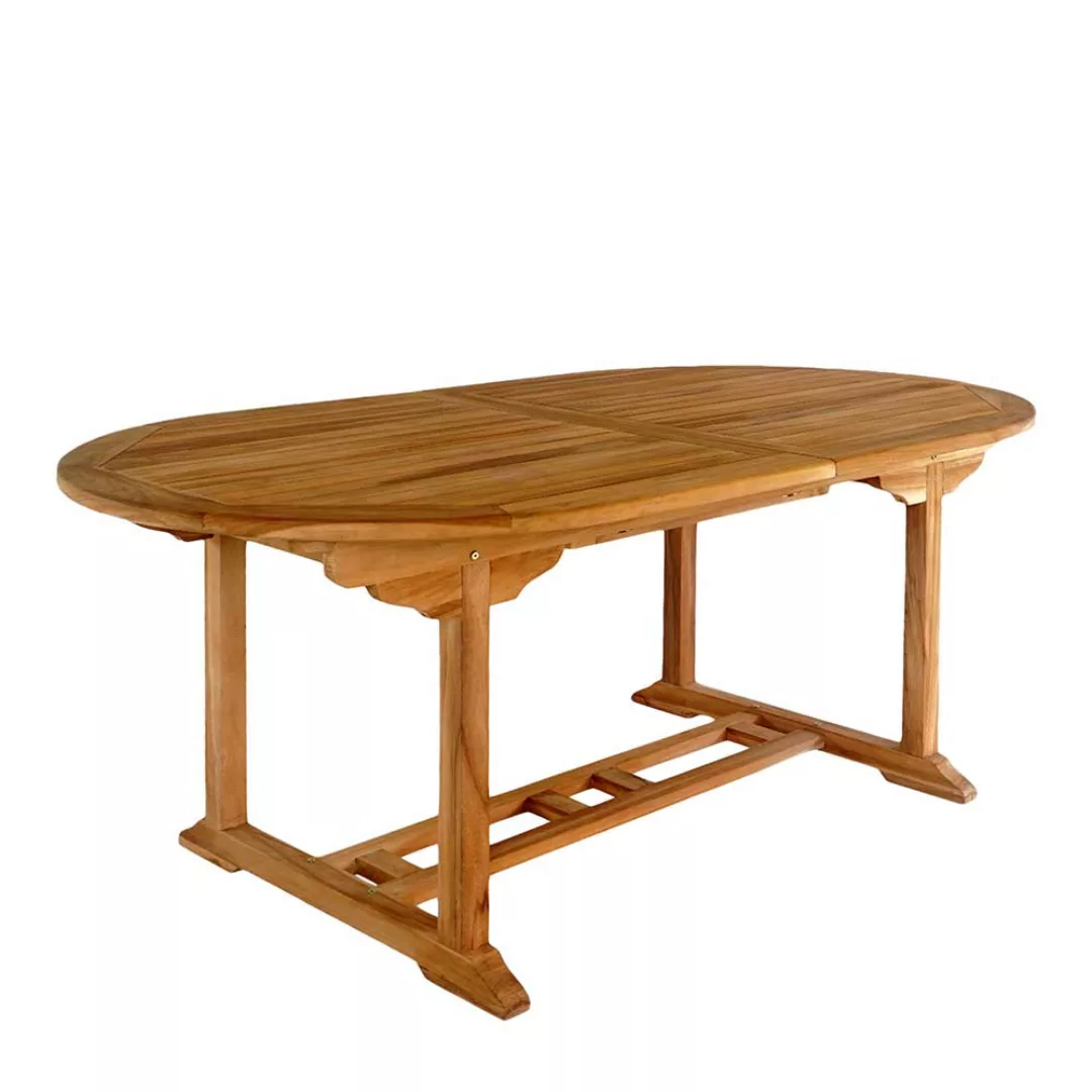 Terrassentisch aus Teak Massivholz ovaler Tischplatte günstig online kaufen