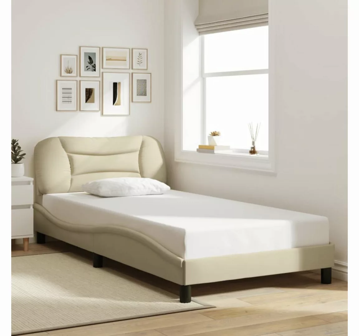 vidaXL Bett Bettgestell ohne Matratze Creme 100x200 cm Stoff günstig online kaufen