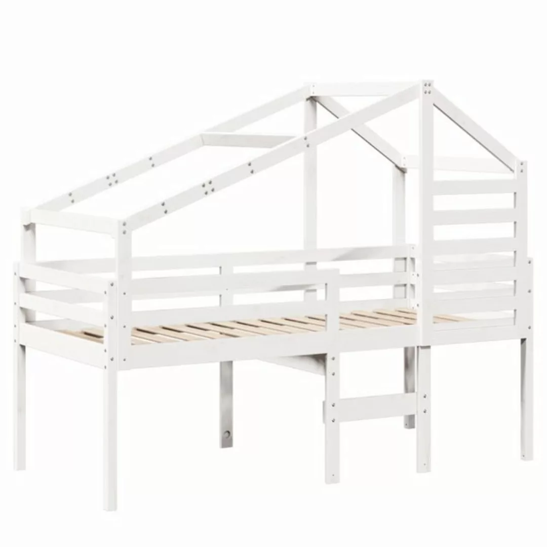 vidaXL Bett Hochbett mit Dach Weiß 80x200 cm Massivholz Kiefer günstig online kaufen