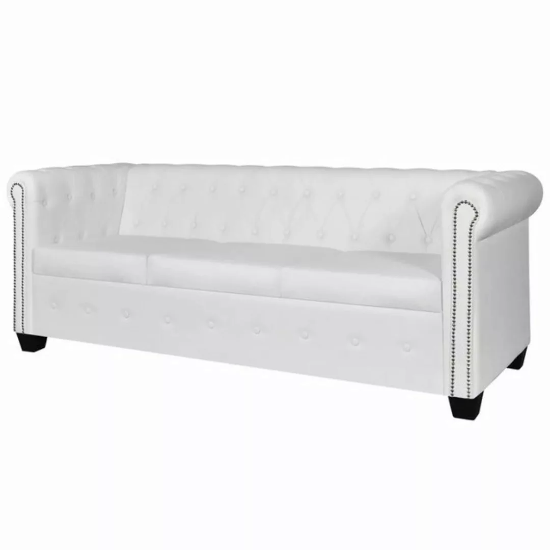 Chesterfield Sofa 3-sitzer Kunstleder Weiß günstig online kaufen