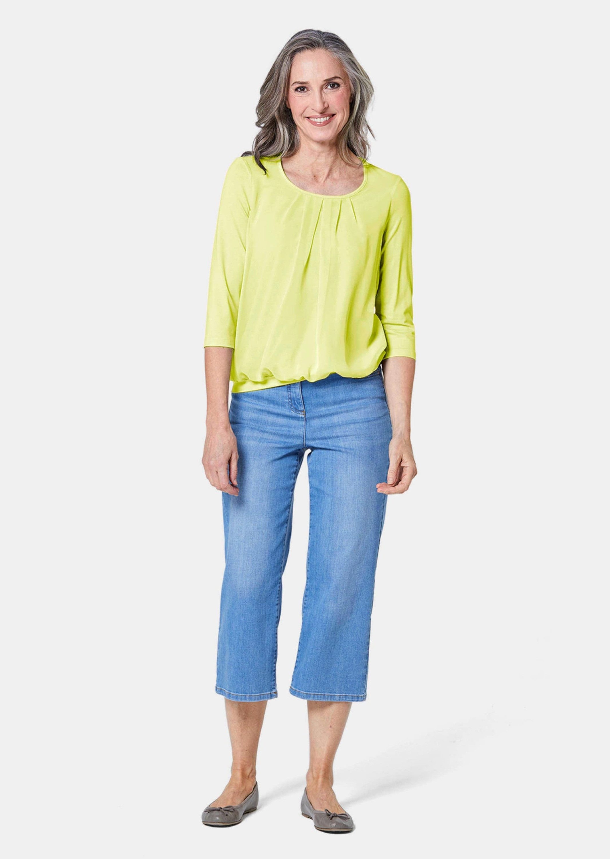 GOLDNER Shirtbluse Chiffon-Shirt gelb, Rundhals günstig online kaufen