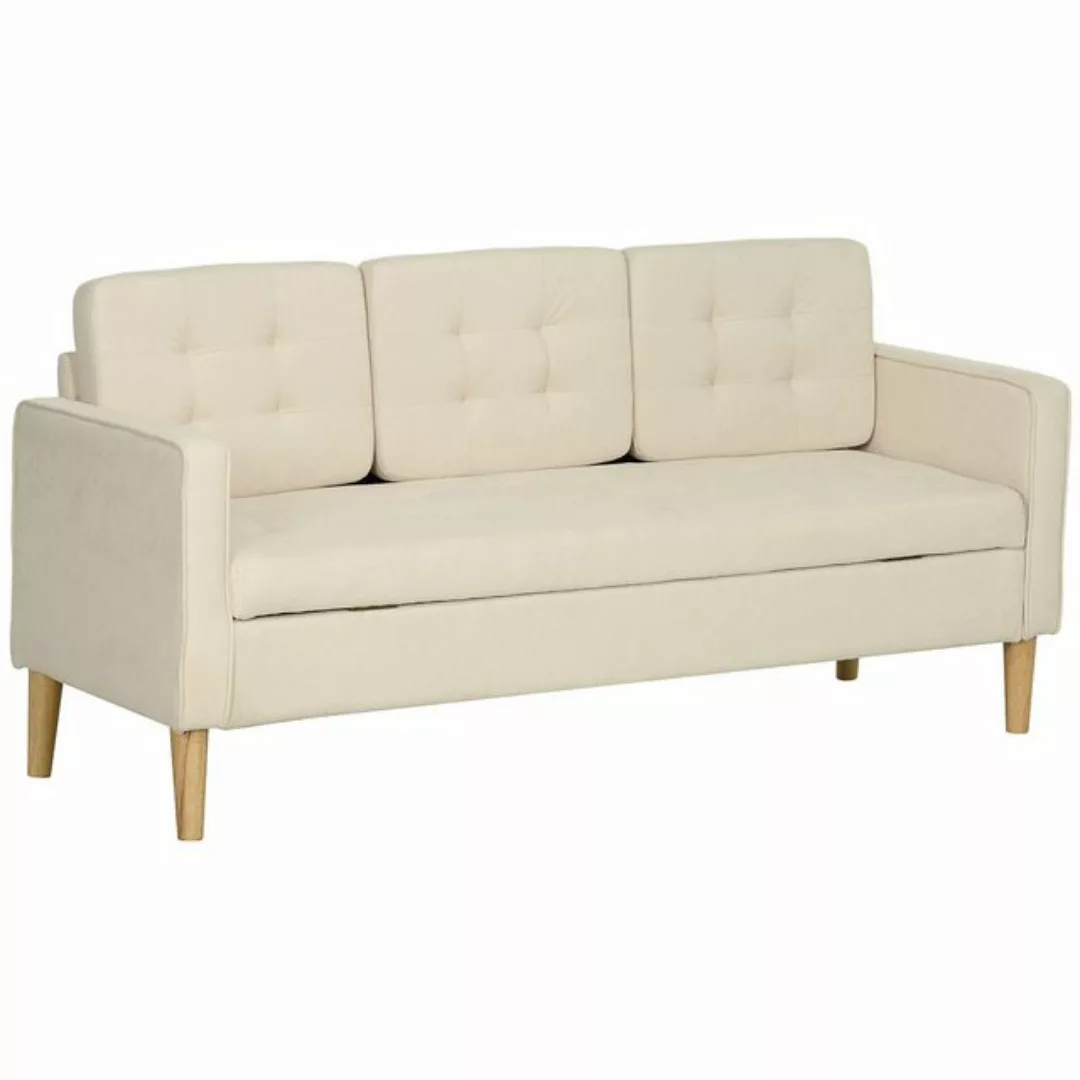 HOMCOM Sofa 3 Sitzer Sofa, Couch mit Stauraum, Holzbeine, Polstersofa 1 Tei günstig online kaufen