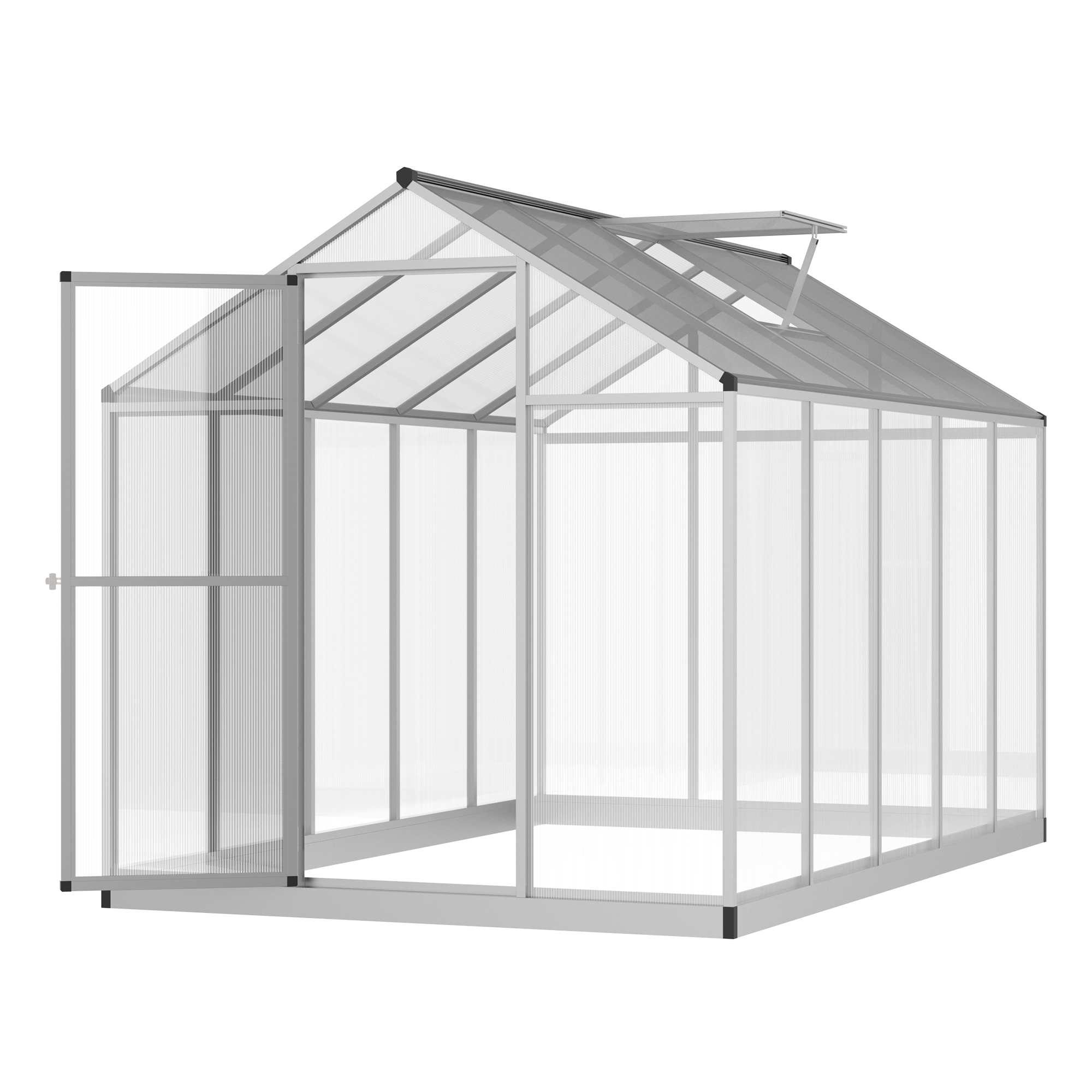 Outsunny Gewächshaus 3 x 2 m Aluminium Polycarbonat 5,5 m² Fundament Lüftun günstig online kaufen