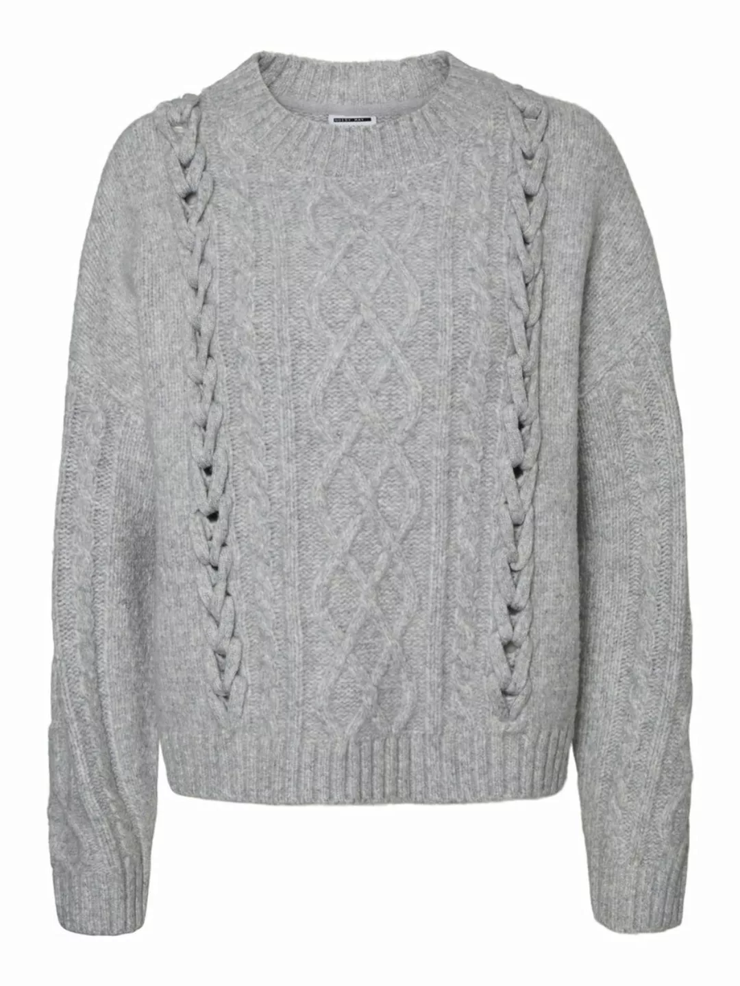 NOISY MAY Grobstrick Zopfstrickmuster Pullover Damen Grau günstig online kaufen